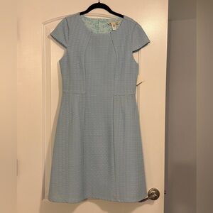 Umi Powder Blue Cap-Sleeve Textured Midi Dress